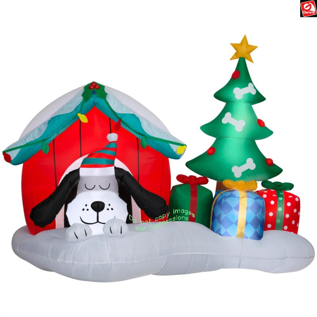 3 Dogs holding Candy Cane Christmas Inflatable